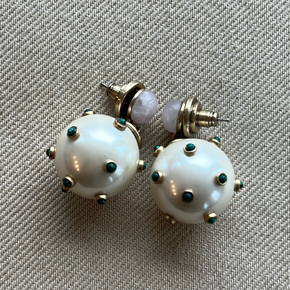 SOLD 💚 Tory Burch Stone Studded Drop Earrings - Picture 3 of 11